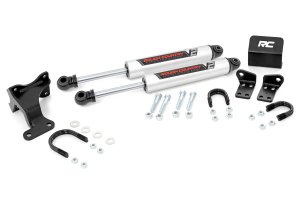 Jeep Wrangler Steering Stabilizer - Front - Rough Country - V2 Dual | 2-8 Inch Lift - '07-'18